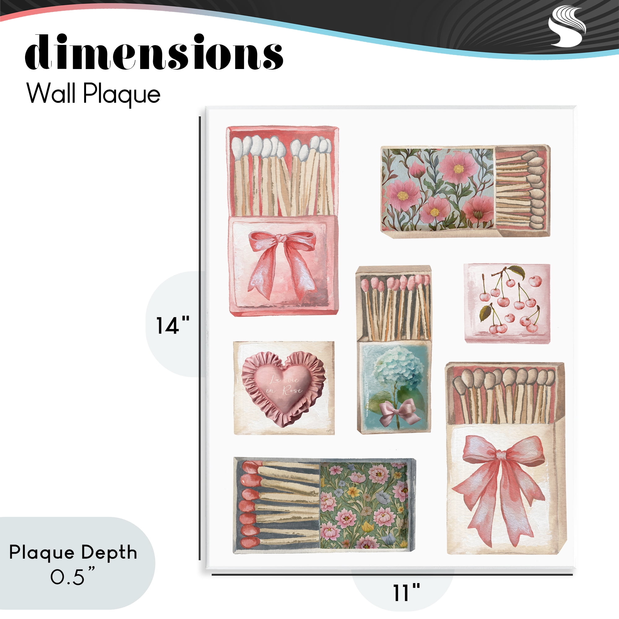 Stupell Industries Vintage Feminine Matchbooks Wall Plaque Art, design by Elizabeth Medley