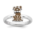 thumbnail image 1 of Sterling Silver Stackable Expressions Brown Enameled Dog Ring - Size 9, 1 of 3