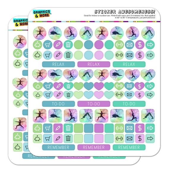 Yoga Poses Planner Calendar Scrapbooking Crafting Opaque Sticker Set
