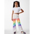 thumbnail image 5 of 5-6Y Girls Colored Flared Pants Digital Print Trousers Slim-Fit Wide Leg Flare for Spring Summer Autumn, 5 of 6