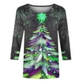 thumbnail image 5 of YABCSAZ Ugly Christmas Sweaters for Women 3/4 Sleeve Tops Casual Loose Pullover Oversize Crewneck Sweatshirt Xmas Graphic Print Fall Trendy Outfits T Shirts for Xmas Party Holiday Tops, 5 of 5