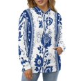 thumbnail image 4 of Blue Floral Stripe Pattern 3d Sweatshirts Hoodie Fashion Casual Personality Men's Women Street Hoodie Pullovers Long Sleeve Comfortable Top, 4 of 6