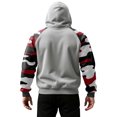 thumbnail image 5 of Men's Pullover Hoodie with Camouflage Print Raglan Long Sleeves Drawstring Hood and Kangaroo Pocket for Casual Wear Light Gray 2XL, 5 of 5