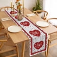 thumbnail image 3 of Valentine's Day Table Runner 90 Inches Long Farmhouse Dress Scarves, Red Love Heart Roses Romantic Wooden Dining Tablerunner for Coffee Table/Kitchen Island/Party Décor, 13" x 90", 3 of 8