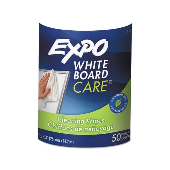 Dry-Erase Board-Cleaning Wet Wipes 6 x 9, 50/Container