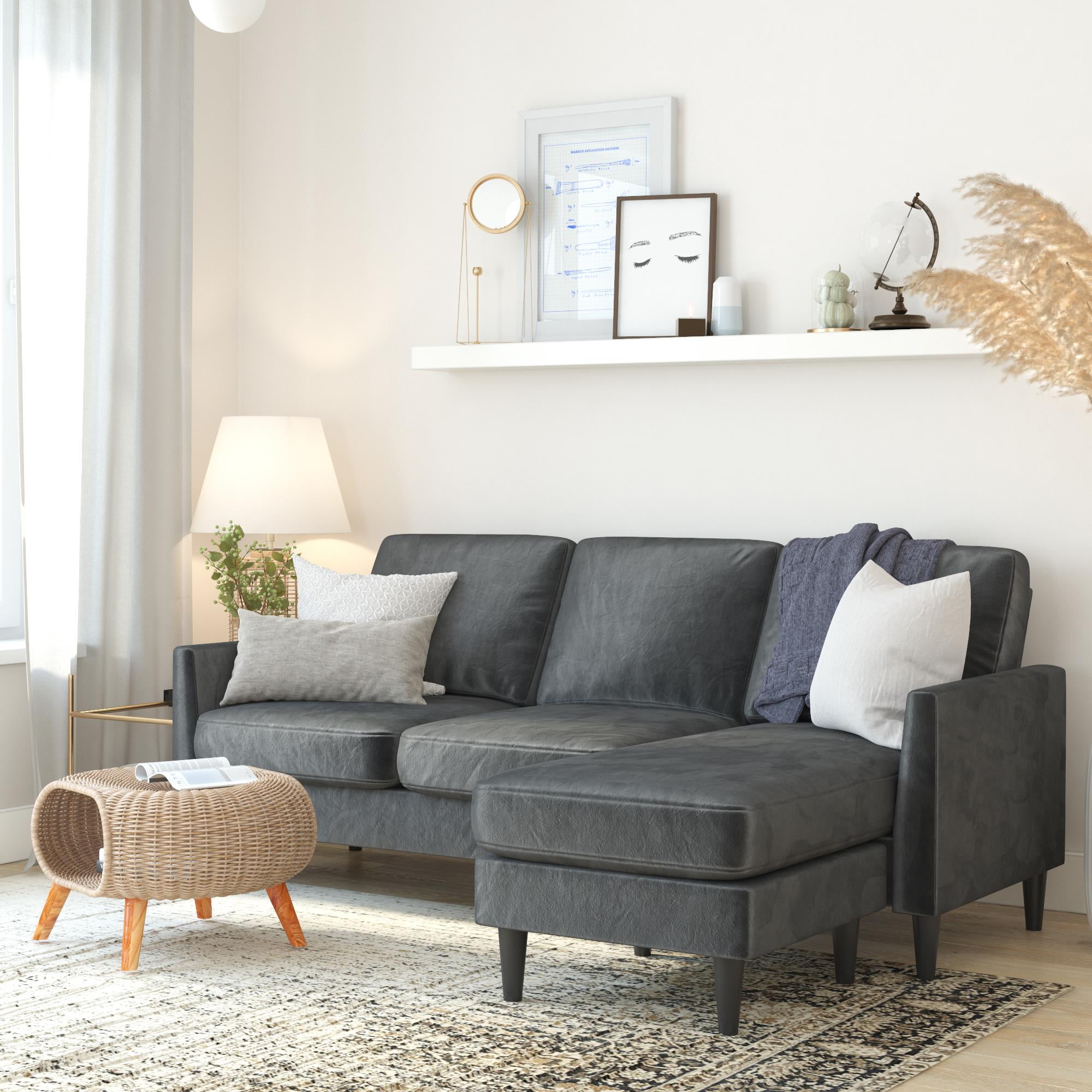 Mr. Kate Winston Reversible Sofa Sectional, Light Gray Linen