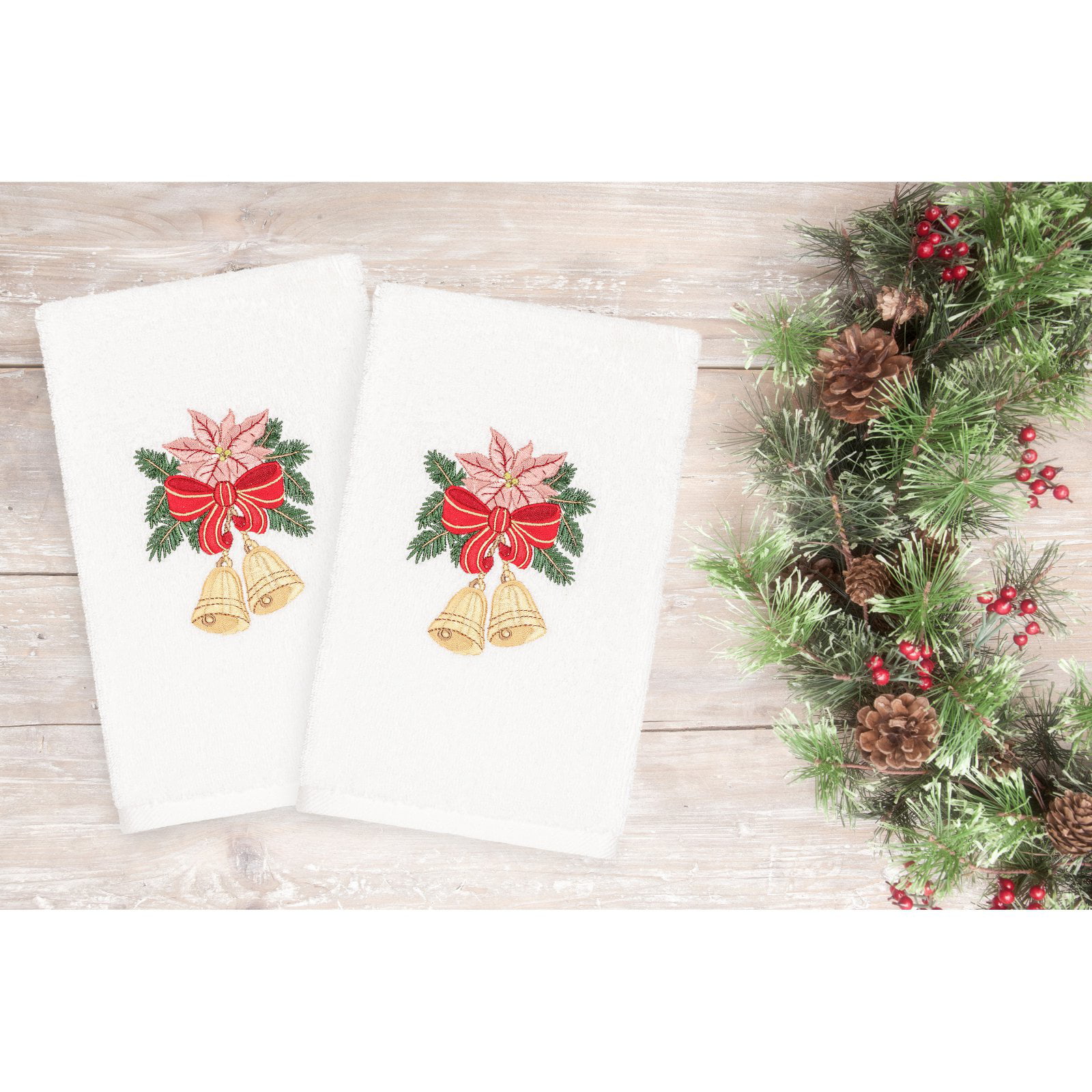 Classic Turkish Towels 6 Pieces of Cute Embroidered Christmas Fingertip  Towels, Fancy Holiday, Seasonal Turkish Combed Cotton Kitchen Towels 