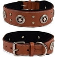 thumbnail image 4 of DowgClub | Genuine Leather Heavy Duty Studded Dog Collar | Full Grain, Cushion Sheep napa padding Inside, Comfortable, Strong | Best for Medium, Large, X-Large Breeds | Cherry, Black, Pink, Tan |, 4 of 8
