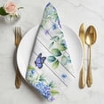 thumbnail image 2 of Cloth Napkins Set of 8 - 20x20 Inches, Purple Hydrangea Washable Reusable Table Napkins, Spring Eucalyptus Butterfly Grey Wooden Soft & Absortbent Dining Napkin for Party Wedding Hotel Restaurant, 2 of 9