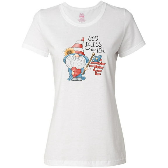 Inktastic God Bless the USA Gnome Women's T-Shirt