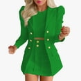 thumbnail image 4 of Ladies With Pockets Blazer And Skirt Set Slim Fit Formal Suit Sets Long Sleeve Two Piece Outfit, 4 of 5