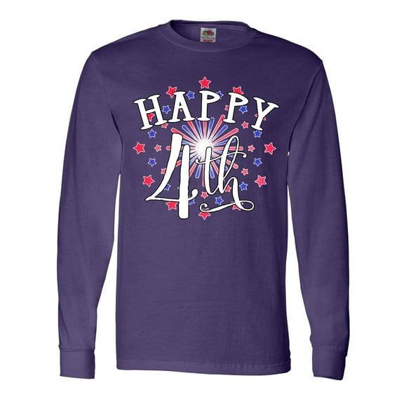 Inktastic Happy 4th- Fourth of July firework Long Sleeve T-Shirt