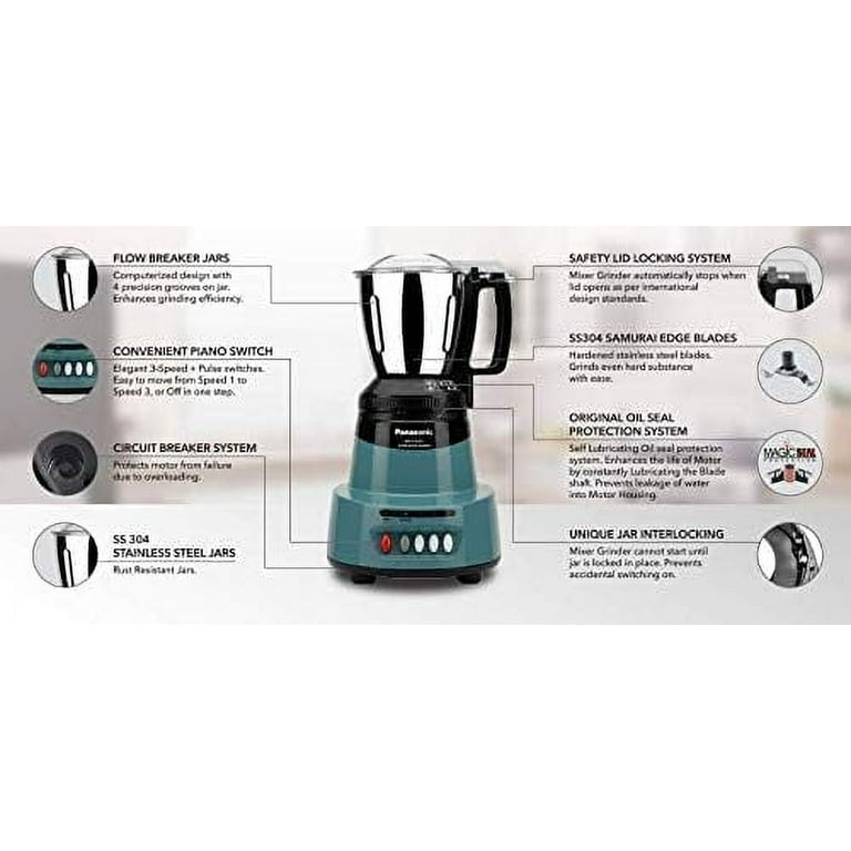Panasonic Mixer Grinder MX AV325 3 Stainless Steel Jars 600 Watts 110 120 Volt Us Canada Brand New