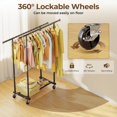 thumbnail image 4 of Double Rods Clothes Rack Rolling Clothing Rack for Hanging Clothes Portable Wardrobe Rack Metal Garment Rack Sturdy Coat Rack for Bedroom Laundry Living Room Black, 4 of 8