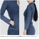 thumbnail image 3 of Chaqueta de yoga con cremallera de mezclilla de primavera y verano para mujer, cuello alto, ajustada, con doble bolsillo, ropa exterior deportiva, top de fitness, 3 of 4