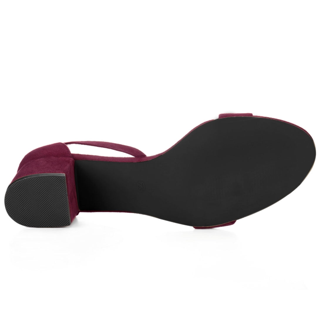 DARING DIVA Women's Open Toe Block Heel Ankle Strap Sandals Burgundy 10