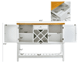 thumbnail image 3 of Bar Cabinet with Wine Rack, Console Table with Storage Drawer, Farmhouse Buffet Sideboard with Cabinet for Kitchen, Dining Room, White/Light Oak, 3 of 11