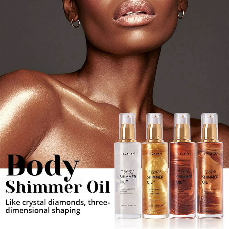  Liyalan Shimmer Body Oil Bronze Gold 5 Color Bronze Face  Brighten Glow Pearl Highlighter Illuminator body Makeup Shine Glitter Gold  Liquid Taning(3.38 Fl Oz/03) : Beauty & Personal Care