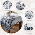thumbnail image 5 of Blue Botanical Table Cloth Waterproof Tablecloths, Dragonfly Flower Leaf Retro Ink Style Tablecloth Dining Table Cover for Kitchen Party Tabletop Outdoor, Rectangle Tablecloth 54x108 Inch, 5 of 9