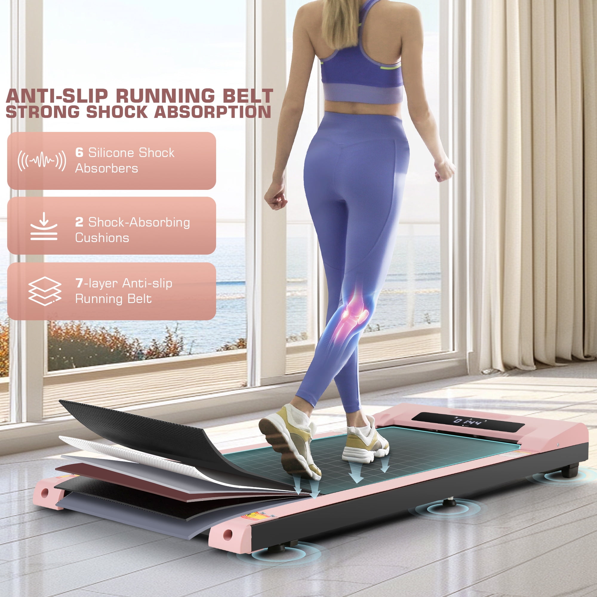Walking Pad 2.5HP Brushless Motor 300lbs Weight Capacity,Portable Under Desk Treadmill with App Remote Control,Low-Noise Desk Treadmill in LED Display,Installation-Free