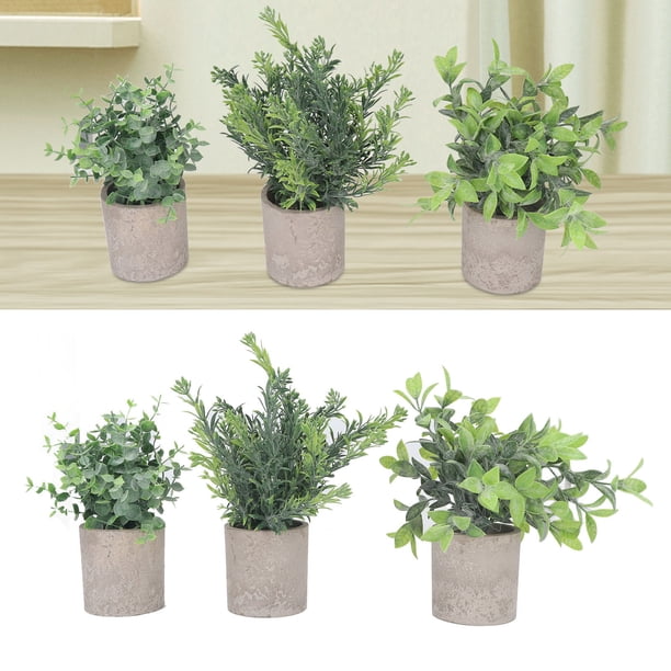 Plantas En Macetas Artificiales, Sin Riego De Plantas Eucalipto En Macetas Decorativas 3 Paquete Hermoso Para Jardín