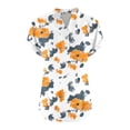 thumbnail image 3 of Camisetas de Manga Corta para las Mujeres Casual Impreso Botón Casa V-Cuello Camiseta Blusas, Poliéster, 3 of 5