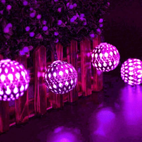 LINLIN Moroccan String Light, 3m 10LED Solar Moroccan Ball Outdoor String Lights Solar Metal Ball Lights with 8 Mode Waterproof for Garden
