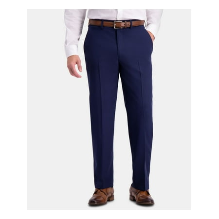 HAGGAR Mens Active Series Navy Flat Front Classic Fit Stretch Suit Separate Pants 38W/ 32L