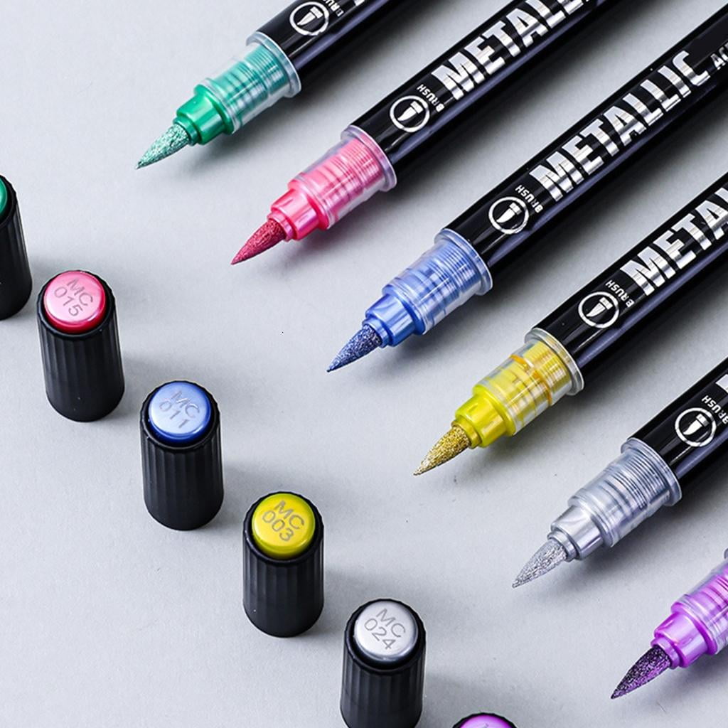 Giaone Double Tip Liquid Acrylic Marker Metallic Acrylic Paint Pen for Card Making