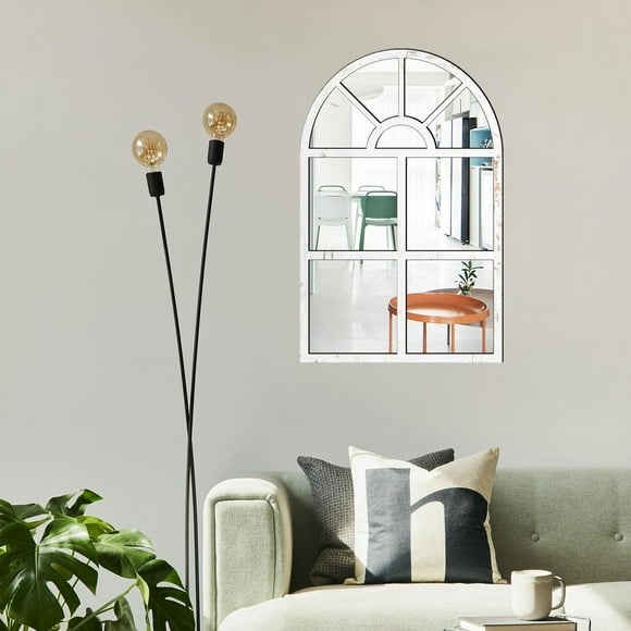Elodie Arched Window Mirror Convenient Entry Mirror for Kitchen Bedroom Living Room White