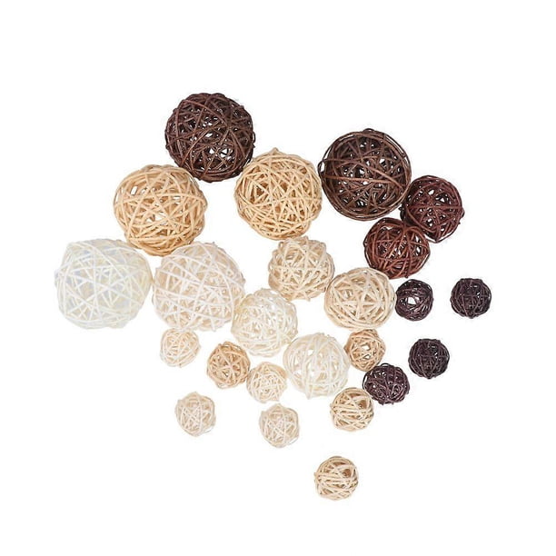18pcs Sepaktakraw Photo Props Natural Plants Are Hand-Woven Rattan Sepaktakraw Ornaments for Party Gathering Home (White, Natural, Coffee Color 3cm, e