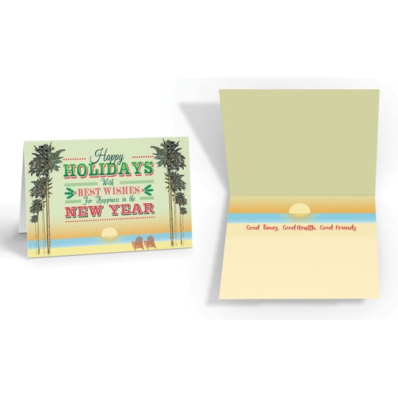 Stonehouse Collection Tropical Holiday Greeting Cards with Envelopes, Bulk Pack of 12