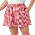 thumbnail image 2 of DARING DIVA Women's Plus Ruffle Gingham Pajama in Summer Shorts 3X Red, 2 of 6