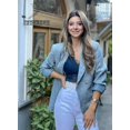 thumbnail image 2 of Womens Double Breasted Tweed Blazers Casual Long Sleeve Open Front Blazer Jackets Work Suits, 2 of 6