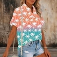 thumbnail image 4 of Xdegoge Floral Print Blouses for Women V Neck Short Sleeve Button Up Shirts Cotton Linen Lightweight Tops Casual Summer Daily Wear Relaxed Fit Flowy Tunic Blouse, 4 of 6
