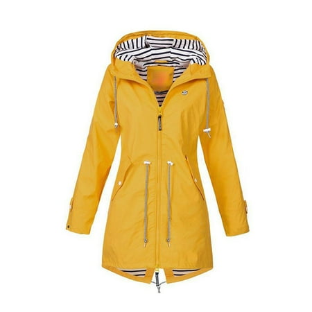Raincoat Women Lightweight Waterproof Rain Jackets Packable Outdoor Hooded Windbreaker for Fishing Hiking Climbing Camping Travel - yellow XXXL yellow XXXL