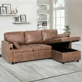 thumbnail image 6 of ACMEASE 84" Suede Leather Sectional Sofa w/Adjustable Backrests, Pull Out Sofa Bed w/USB Charger Port& Reversible Storage Chaise,Convertible L-Shaped Sofa with Cup Holders for Living Room,Brown, 6 of 7