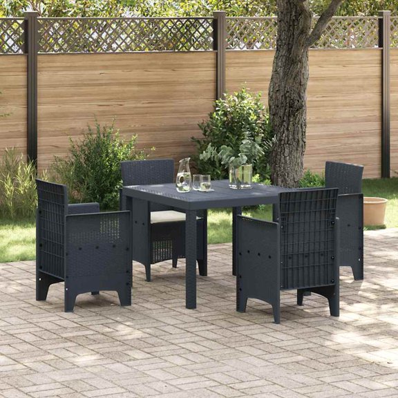 vidaXL Garden Dining Set 5 pcs Anthracite Polt rattan