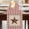 thumbnail image 3 of Table Runners 72 Inches Long Dress Scarves, Western Texas Star Retro Farmhouse Kitchen Table Runner, Coffee Tablerunners, Rustic Vintage Farm Red Beige Plaid 14x72 Inch, 3 of 9