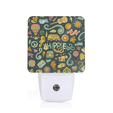 

Naloa Colorful Hippie Night Lights Plug into Wall Dusk to Dawn Sensor Warm White Led Night Light 0.5W Nightlight suit for Adults Bedroom Bathroom Hallway Kitchen