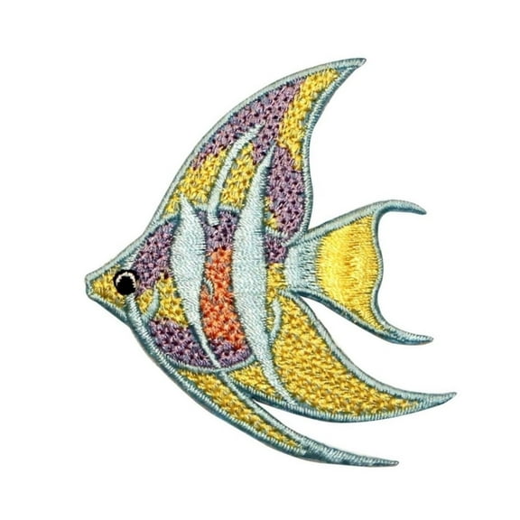 ID 0267B Larger Long Fin Angel Fish Patch Ocean Embroidered Iron On Applique
