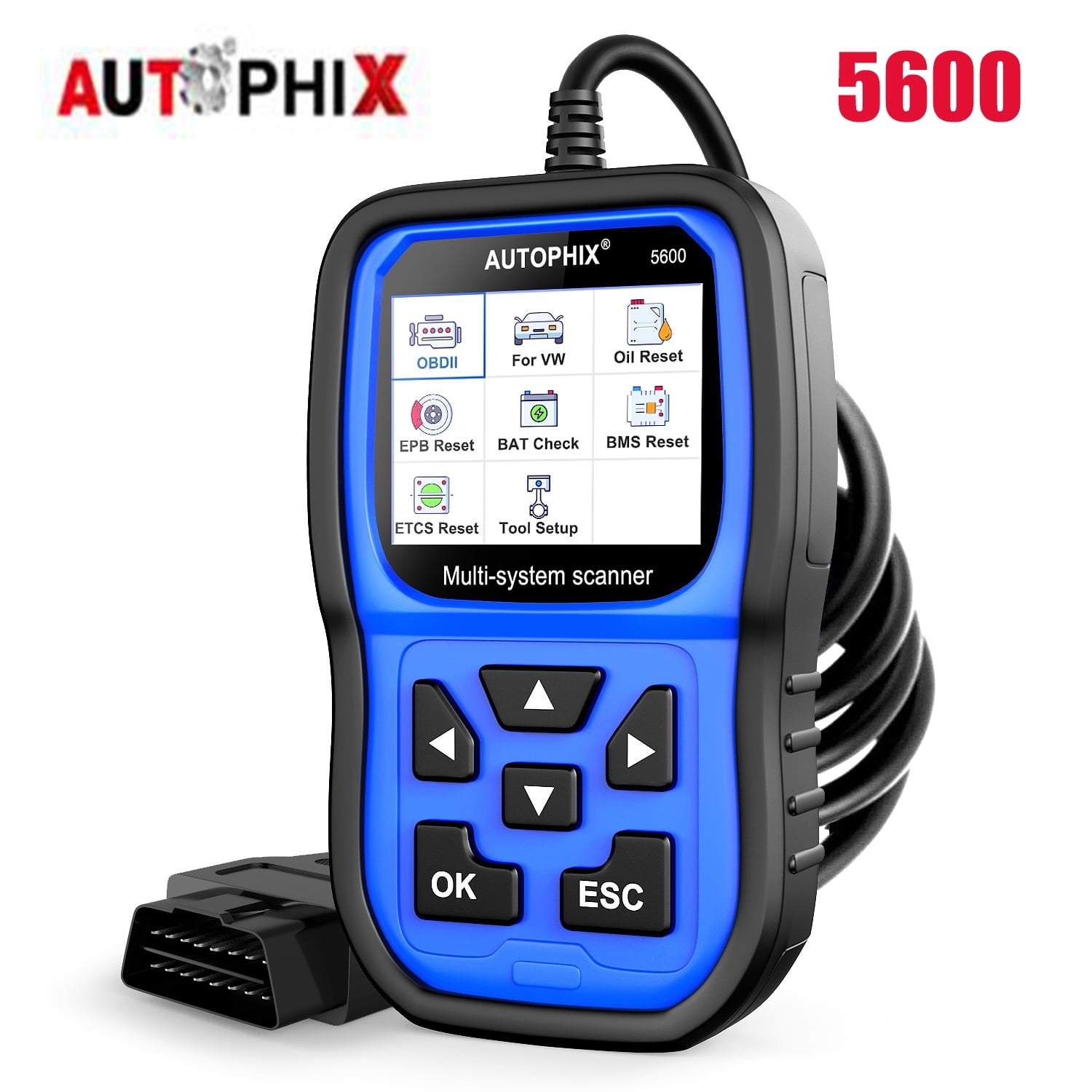 Autophix 5600 OBD2 Scanner Fits for VW Audi Skoda Seat Vehicles Scan Full System Code Reader EPB TPMS Reset Battery Tool Automotive Diagnostic Tool OBD Scanner VAG Group -