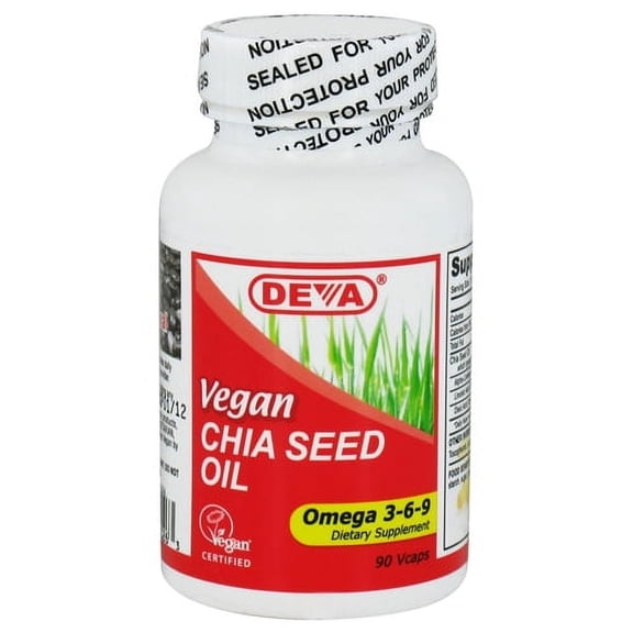 Deva Nutrition Vegan Chia Seed Oil Omega 3-6-9 Capsules - 90 Ea