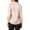 thumbnail image 3 of INSPIRE CHIC Women's Satin Blouse Puff Long Sleeve Collared Button Down Shirt Dressy Office Work Tops Business Casual S Apricot, 3 of 4