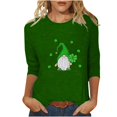 thumbnail image 2 of Meichang T-Shirts pour Femmes Jour de la Saint-Patrick Manches 3/4 Hauts Trèfle Chanceux T-Shirts Imprimé Vert Col Rond Décontracté Vacances T-Shirts Jour de la Saint-Patrick, 2 of 4