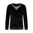 thumbnail image 5 of QATAINLAV Womens Plus Size Velvet Tees Tops Solid Casual Crewneck Pullover Blouses Dressy Long Sleeve Elegant Velour T-shirt, Black, XXL, 5 of 8