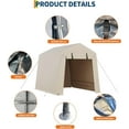 thumbnail image 3 of 6x8 FT Portable Outdoor Storage Shed with Removable Sidewalls & Doors, 240G Heavy-Duty Shelter Waterproof PE Tarp, UV-Resistant Carport for Motorcycle, Car Boat Truck Motorcycle, Khaki, 3 of 7