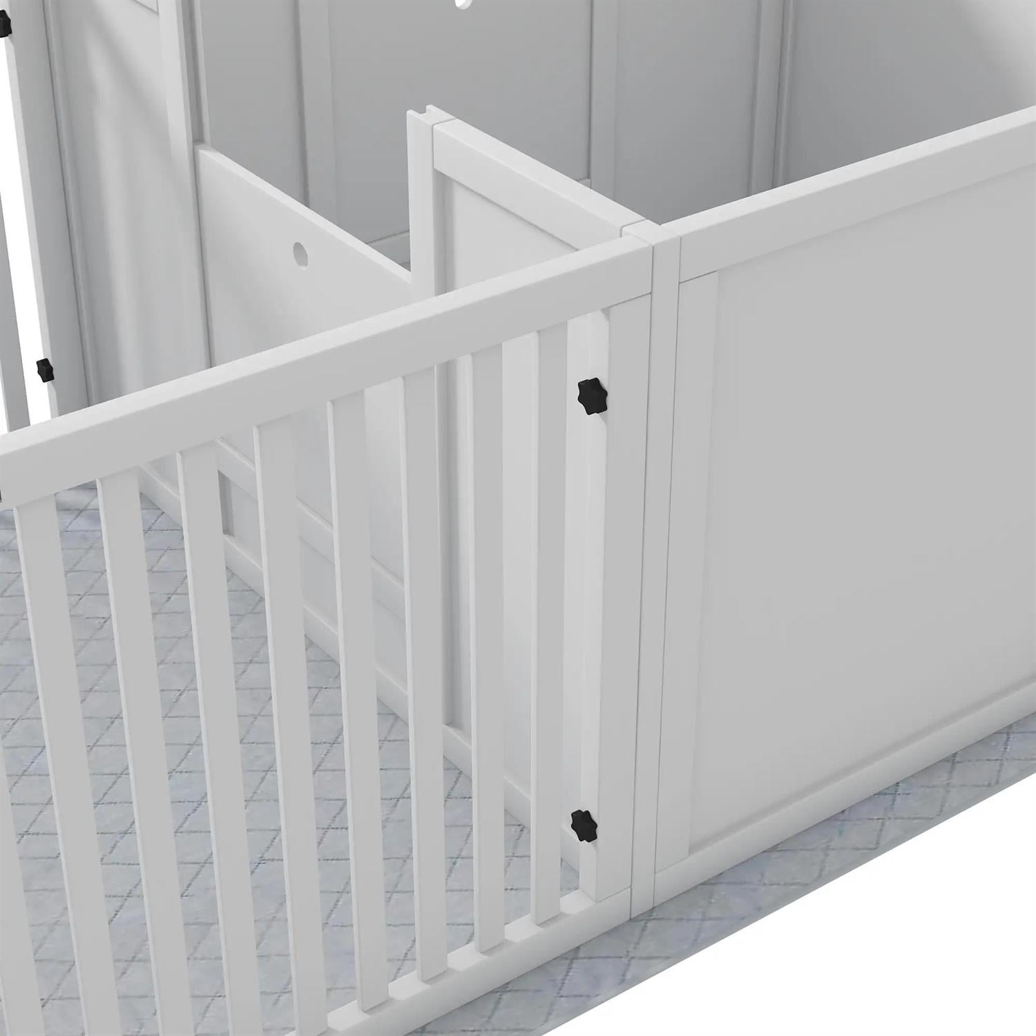 Pefilos 65" Indoors Puppies Whelping Box for Large Breed Dogs, Puppy Playpen with Waterproof Pee Pad & Adjustable Door, Waterproof & Rustproof Whelping Pen, White