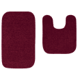 thumbnail image 2 of Gorgeous Home Linen 2-Piece Burgundy Solid Print Polyester Bath Mats with Non-Slip Backing, 2 of 6