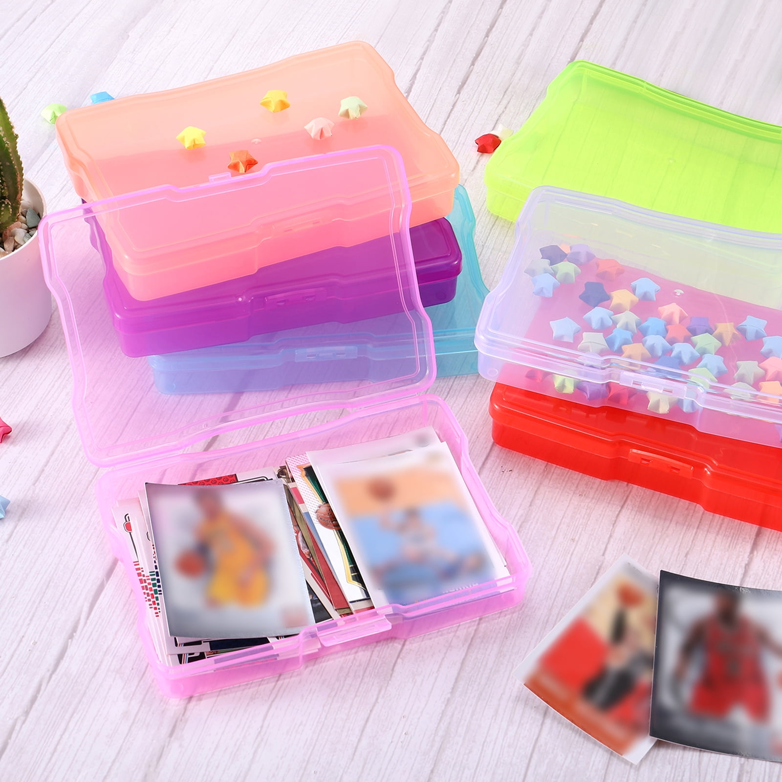 REGALWOVEN Photo Storage Box Photo Boxes Storage Organizer Cases Container Clear